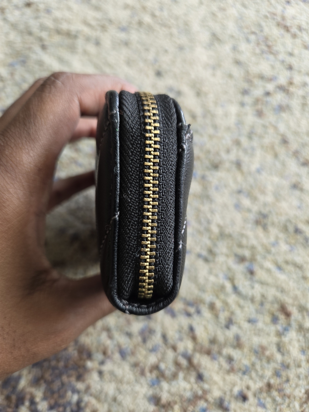 Coach Quilted Leather Zip Card Case Wallet in Black - Picture 6 of 10